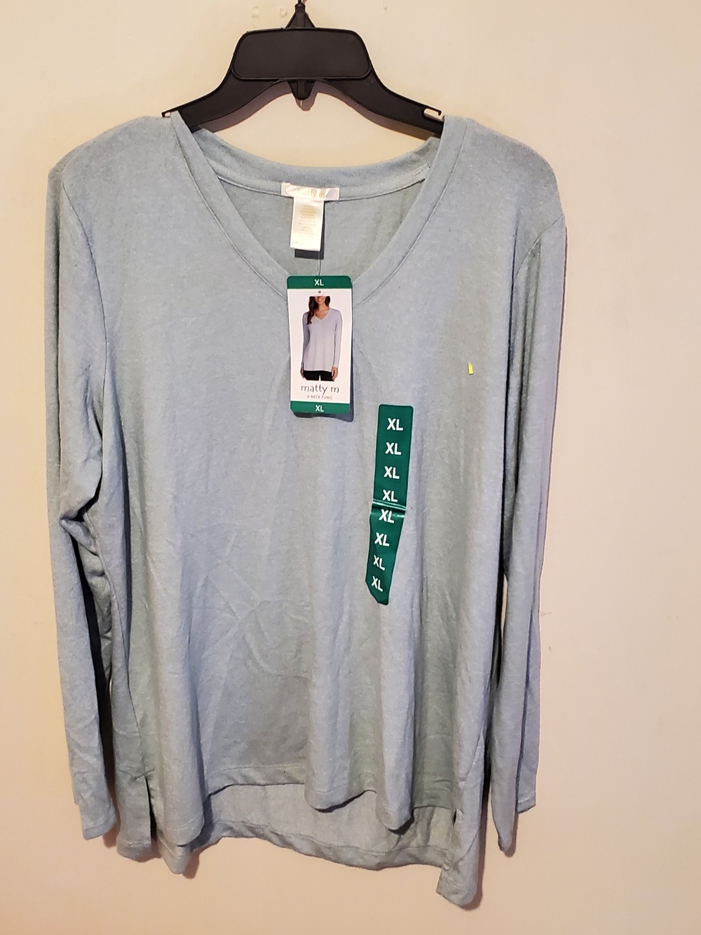 Matty M Light Blue V-Neck Long Sleeve Top